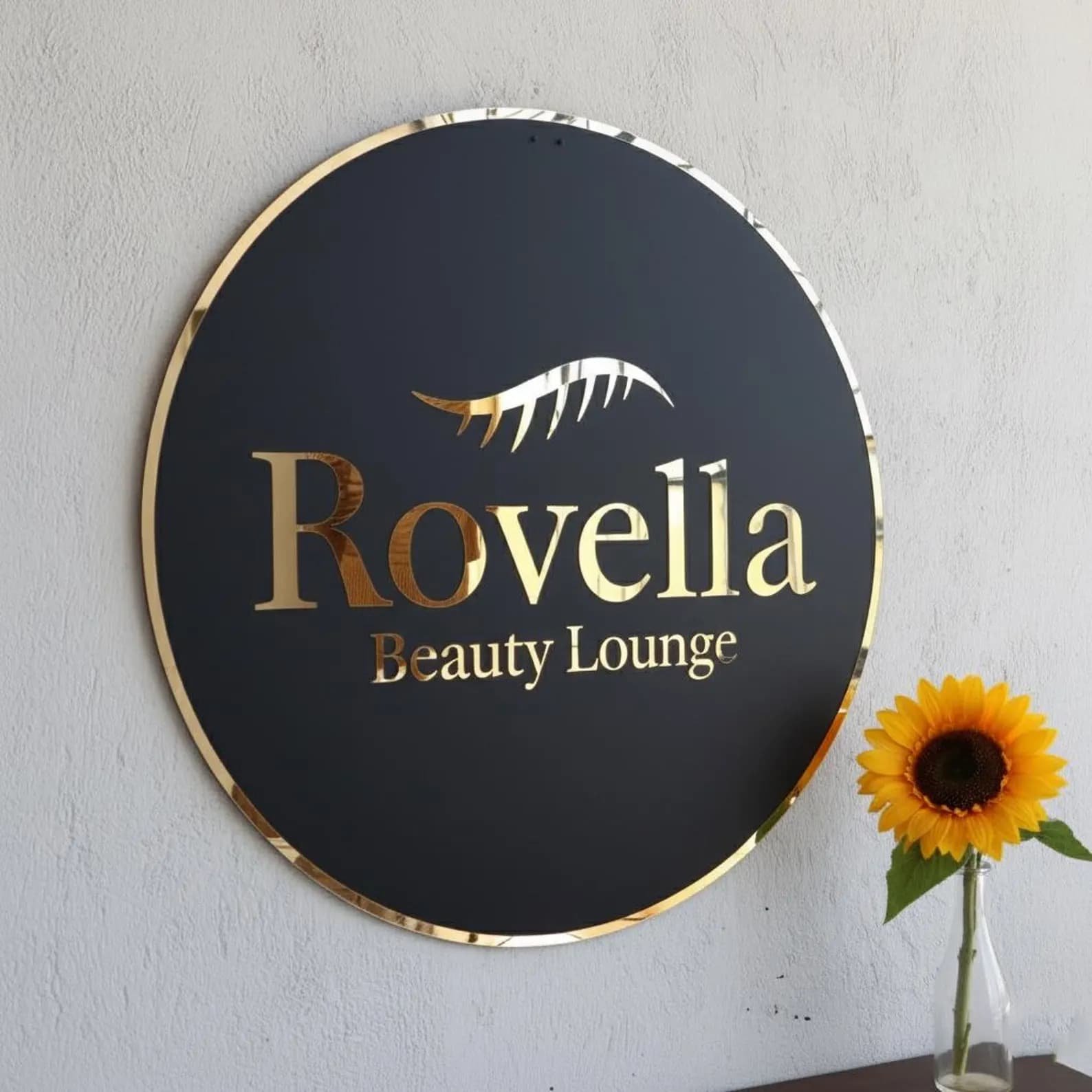 Custom Black Acrylic Round Business Logo Sign for Reception | 3D Acrylic Wall Sign | Small Business, Office & Salon Brand Logo Sign - Image 4