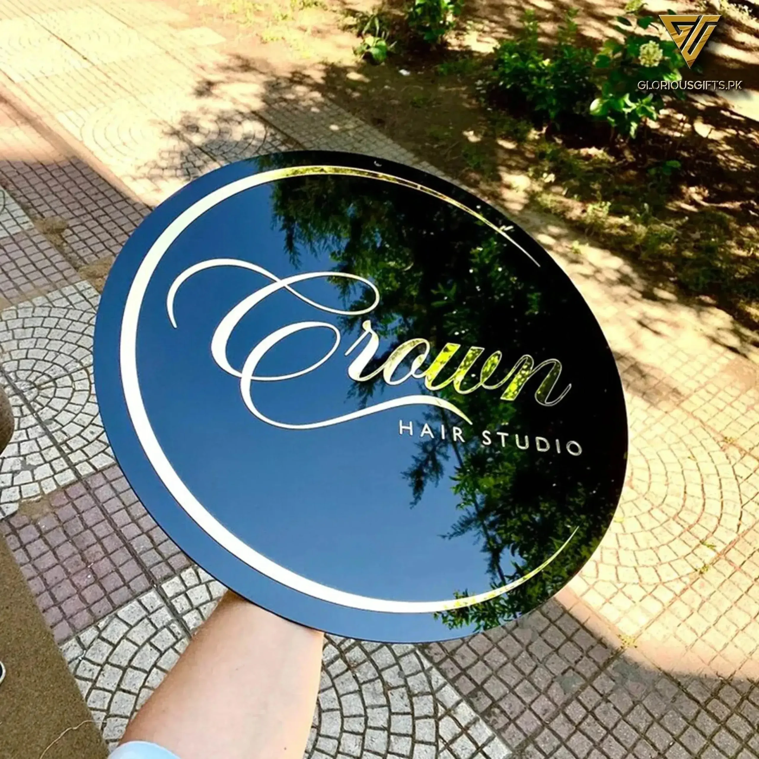 Custom Black Acrylic Round Business Logo Sign for Reception | 3D Acrylic Wall Sign | Small Business, Office & Salon Brand Logo Sign - Image 6