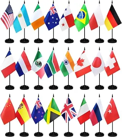 Country Table Flags with Metal Stand | 40+ Country Flags - Image 2